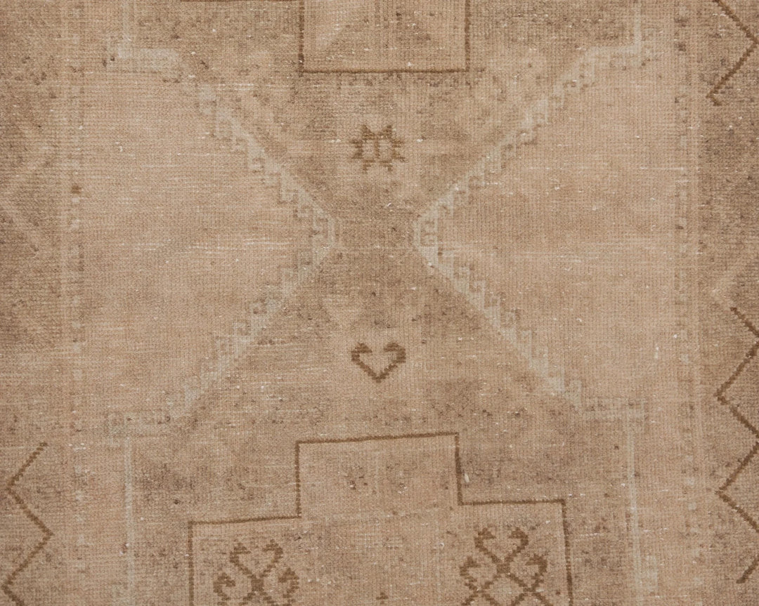Beige Turkish Oushak Rug 3'5" x 11'7" Hand-Knotted | No. VR30742