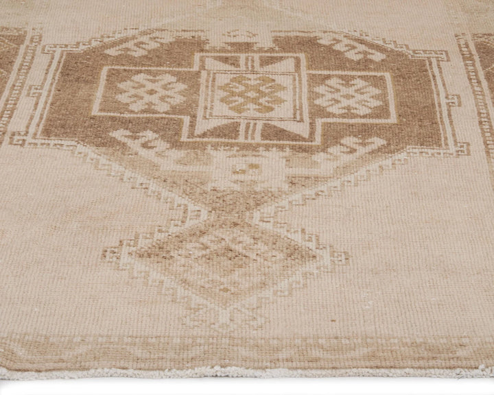 Beige Turkish Oushak Rug 3'5" x 11'7" Hand-Knotted | No. VR30742