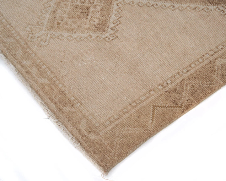 Beige Turkish Oushak Rug 3'5" x 11'7" Hand-Knotted | No. VR30742