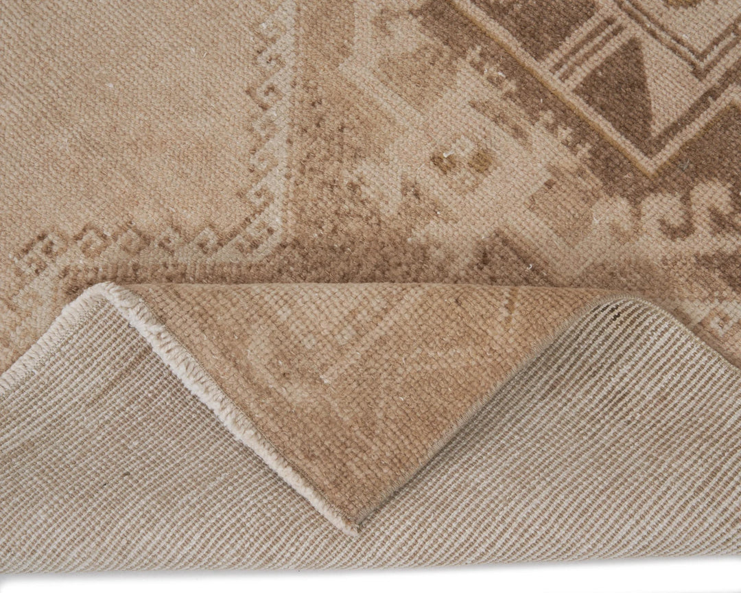 Beige Turkish Oushak Rug 3'5" x 11'7" Hand-Knotted | No. VR30742
