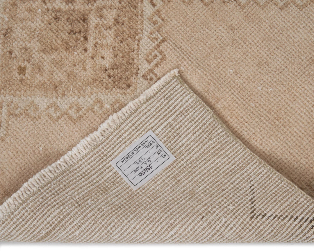Beige Turkish Oushak Rug 3'5" x 11'7" Hand-Knotted | No. VR30742