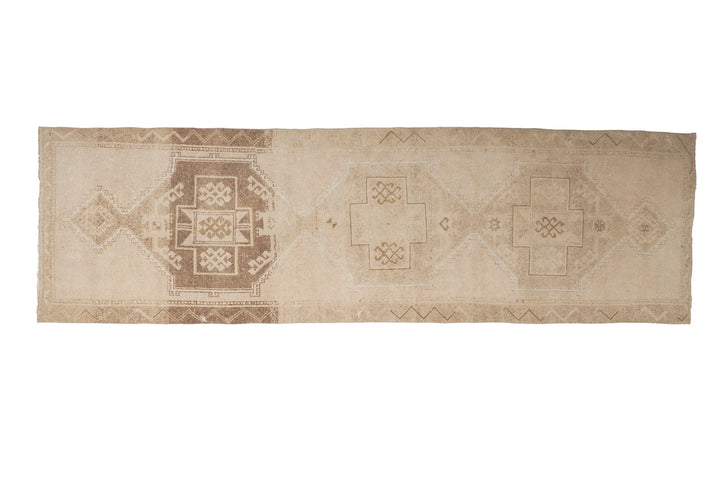 Beige Turkish Oushak Rug 3'5" x 11'7" Hand-Knotted | No. VR30742