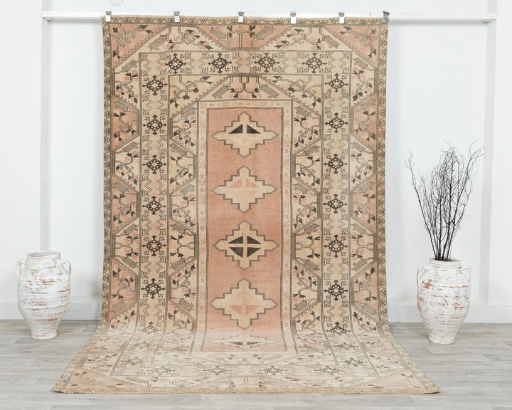 Multicolor Turkish Oushak Rug 6'3" x 10'1" Hand-Knotted | No. VR30746