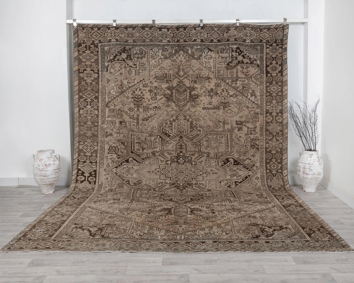 Beige Turkish Oushak Rug 9' x 12' 4" Hand-Knotted | No. VR30788