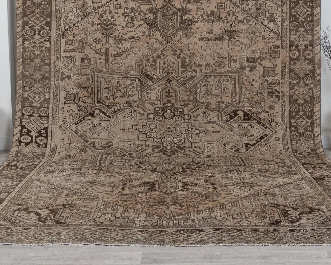 Beige Turkish Oushak Rug 9' x 12' 4" Hand-Knotted | No. VR30788