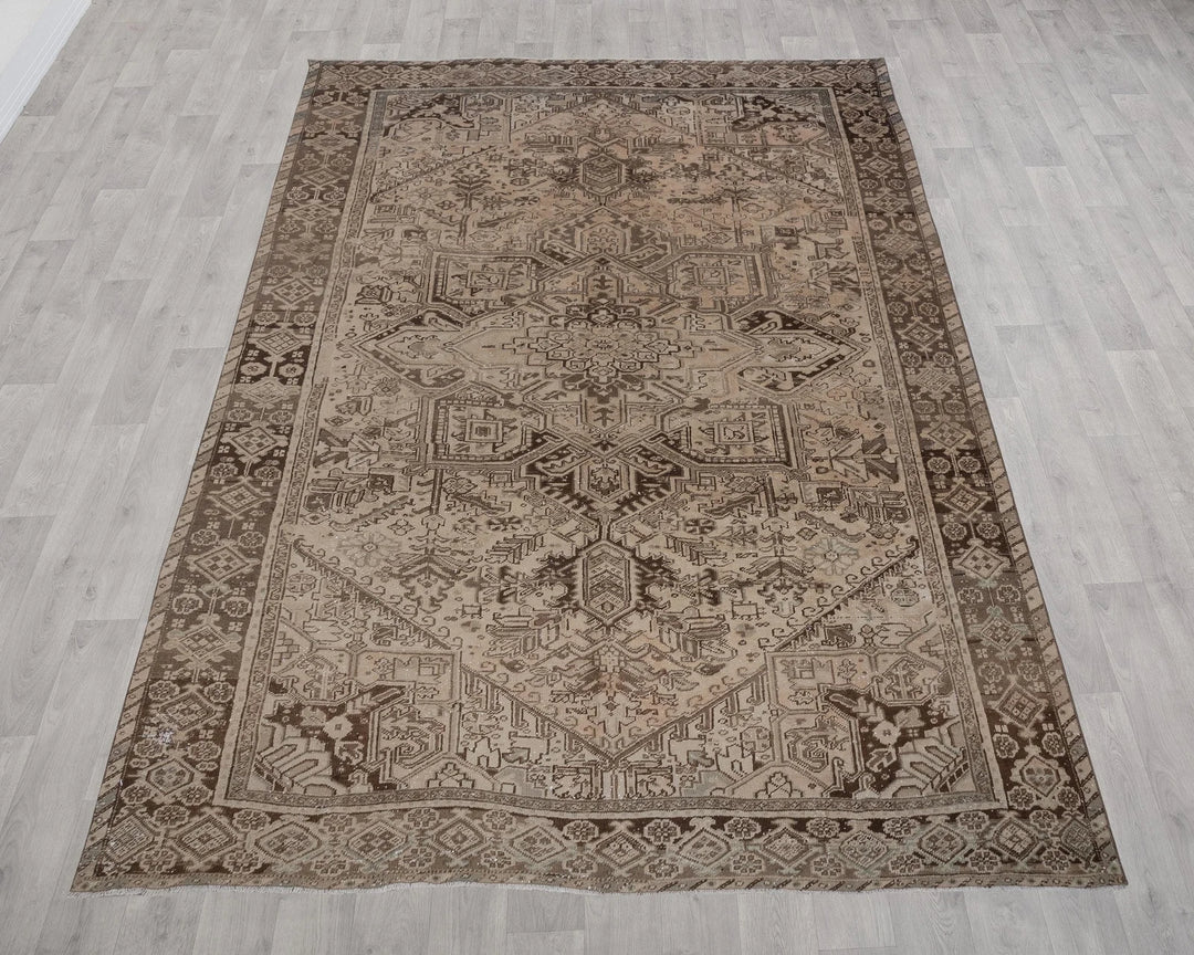 Beige Turkish Oushak Rug 9' x 12' 4" Hand-Knotted | No. VR30788