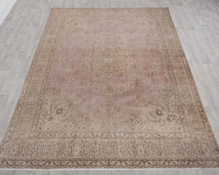 Beige Turkish Oushak Rug 9' 8" x 12' 4" Hand-Knotted | No. VR30832