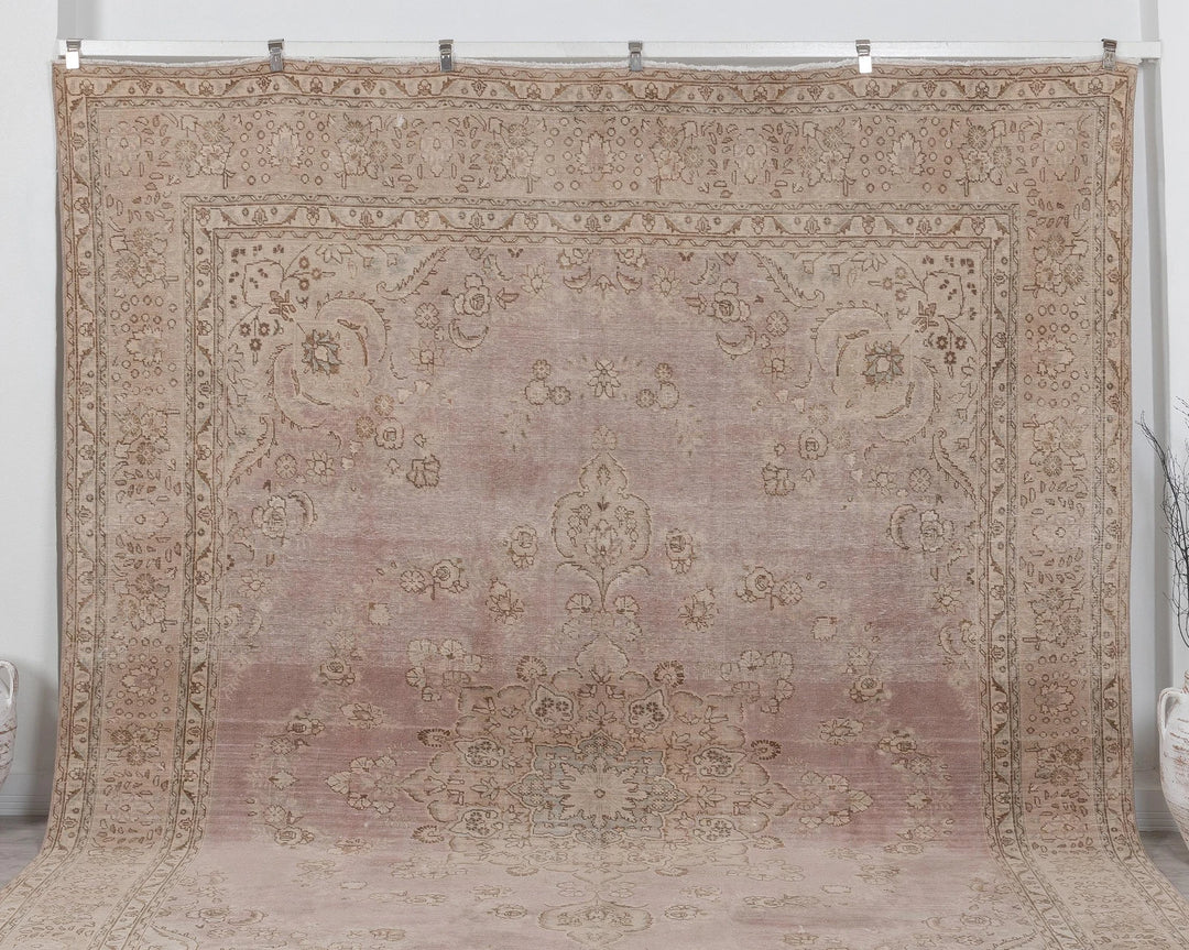 Beige Turkish Oushak Rug 9' 8" x 12' 4" Hand-Knotted | No. VR30832