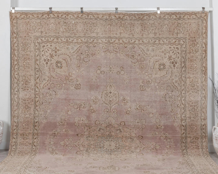 Beige Turkish Oushak Rug 9' 8" x 12' 4" Hand-Knotted | No. VR30832