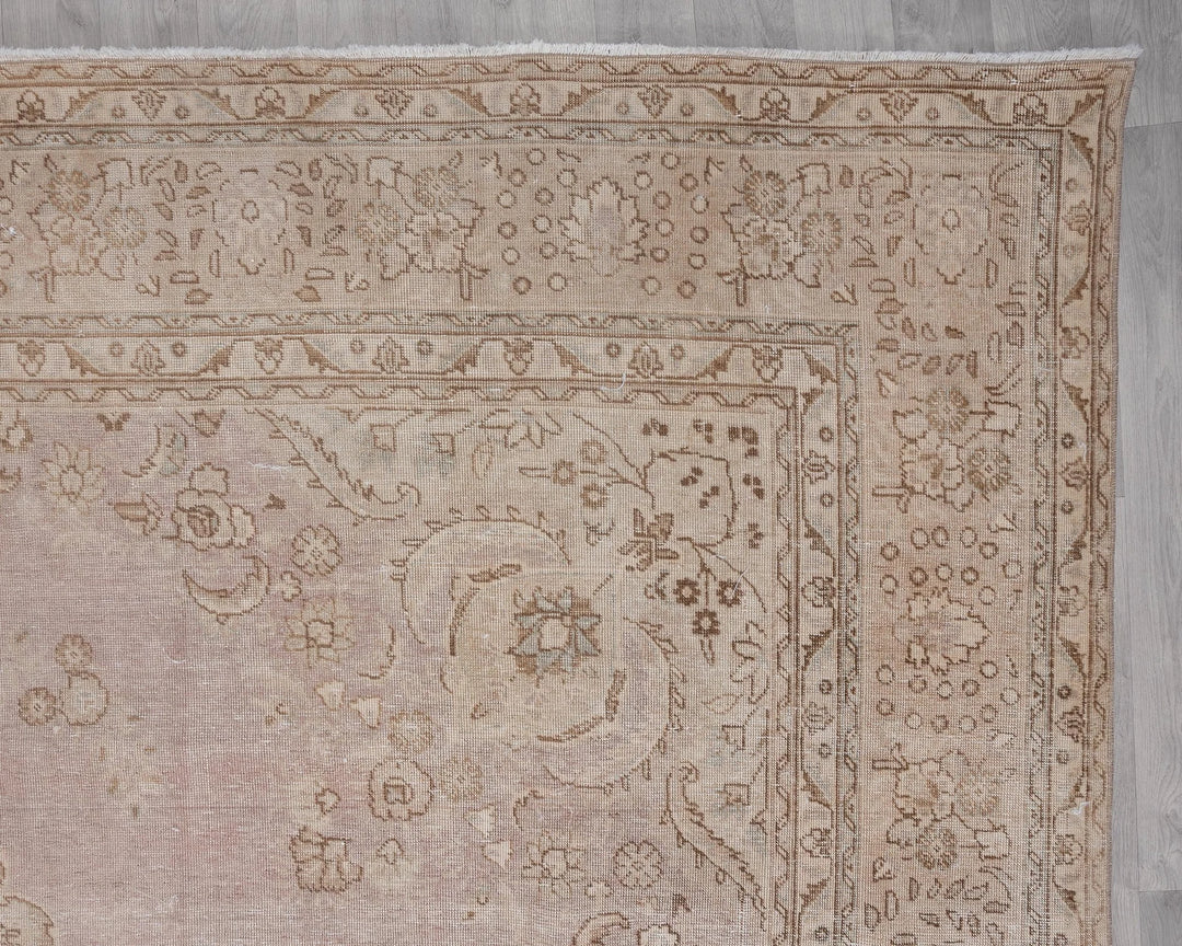 Beige Turkish Oushak Rug 9' 8" x 12' 4" Hand-Knotted | No. VR30832