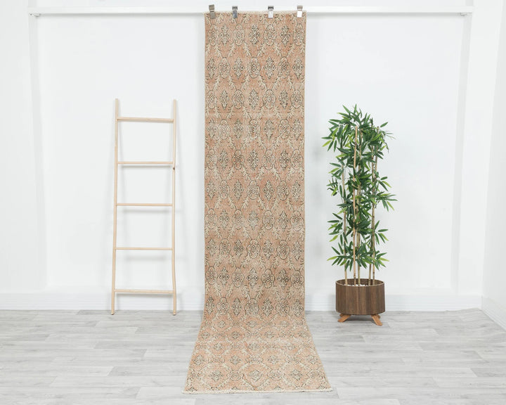 Orange Turkish Oushak Rug 10'10" x 2'6" Hand-Knotted | No. VR30838