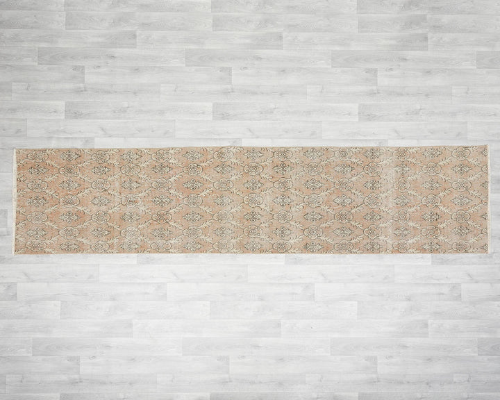 Orange Turkish Oushak Rug 10'10" x 2'6" Hand-Knotted | No. VR30838