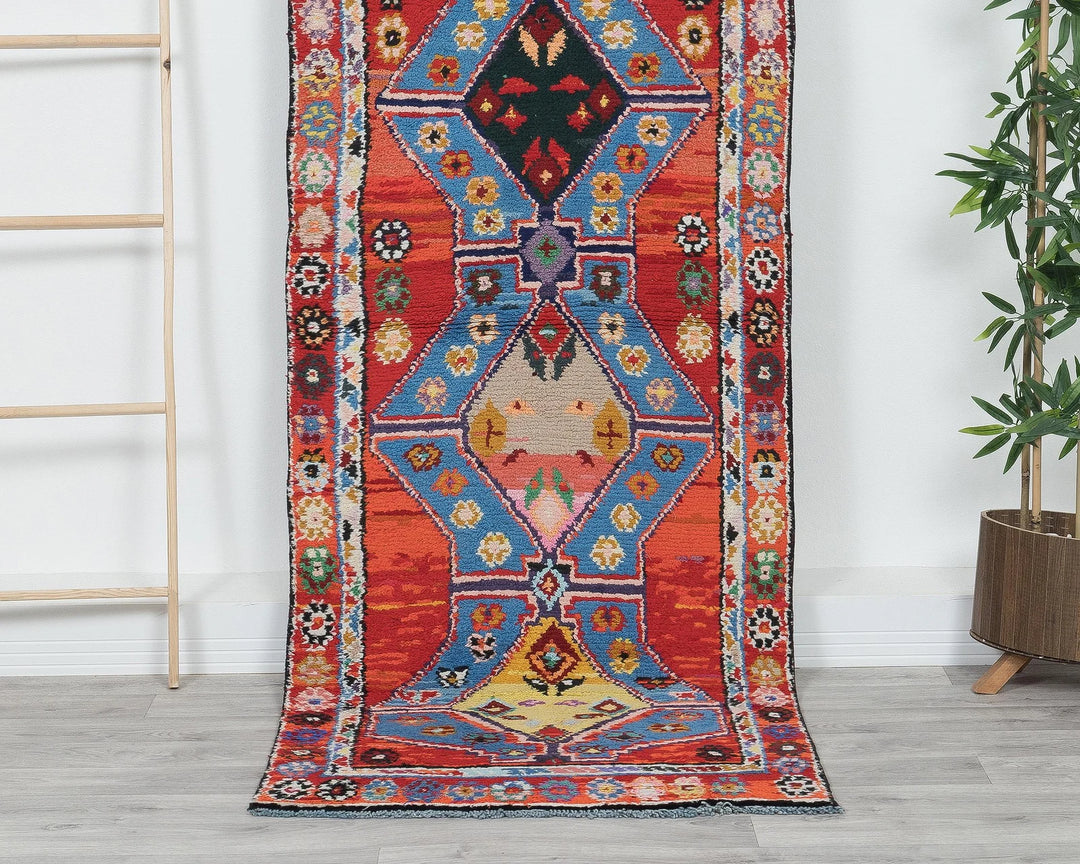 Multicolor Turkish Oushak Rug 8'9" x 2'7" Hand-Knotted | No. VR30908