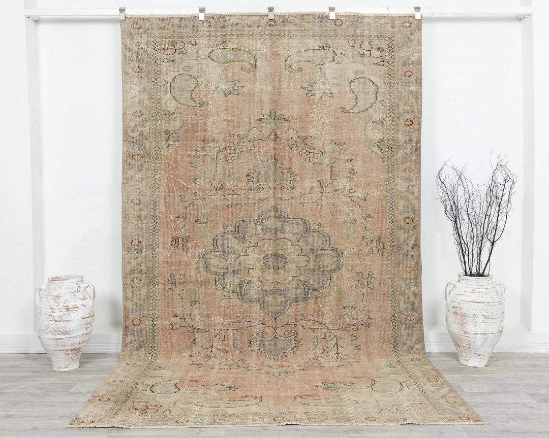 Multicolor Turkish Oushak Rug 5' 11" x 9' 8" Hand-Knotted | No. VR30953