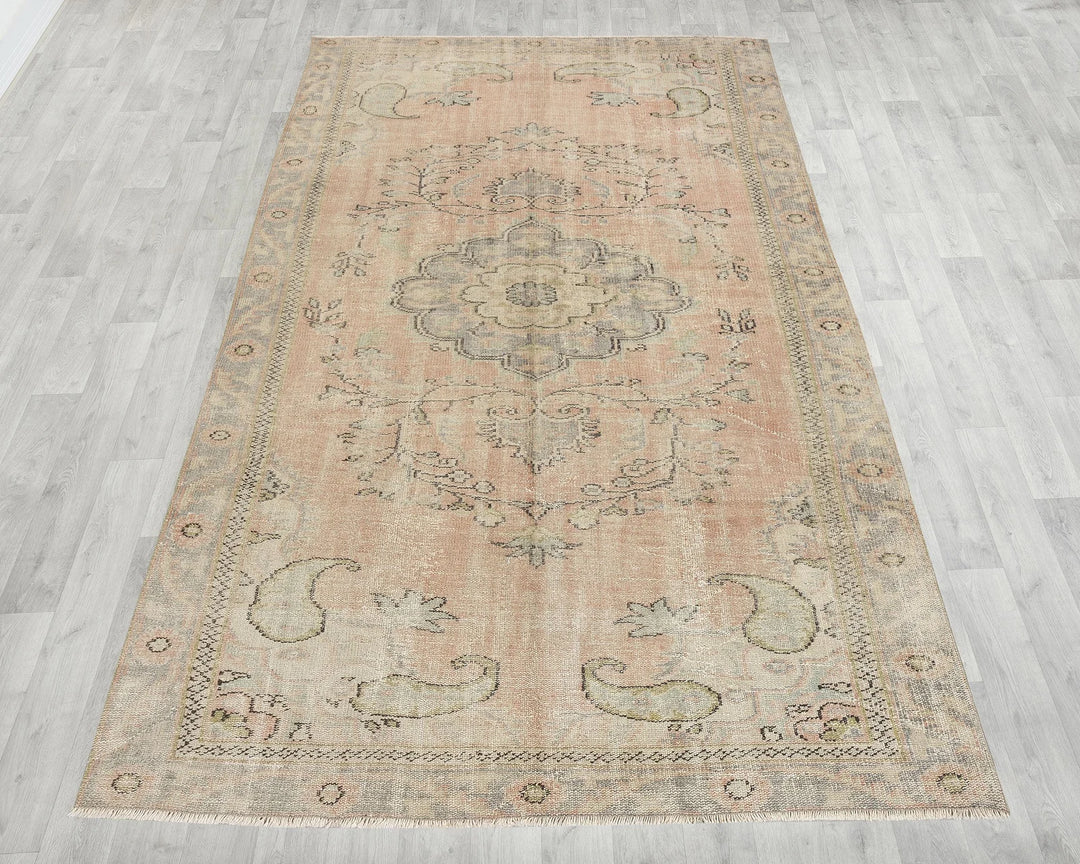 Multicolor Turkish Oushak Rug 5' 11" x 9' 8" Hand-Knotted | No. VR30953
