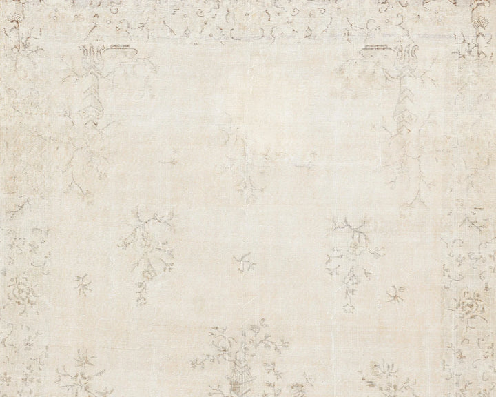 Beige Turkish Oushak Rug  6' 9" x 10' 6" Hand-Knotted | No. VR30984
