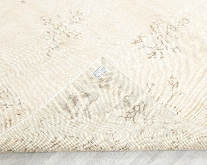 Beige Turkish Oushak Rug  6' 9" x 10' 6" Hand-Knotted | No. VR30984