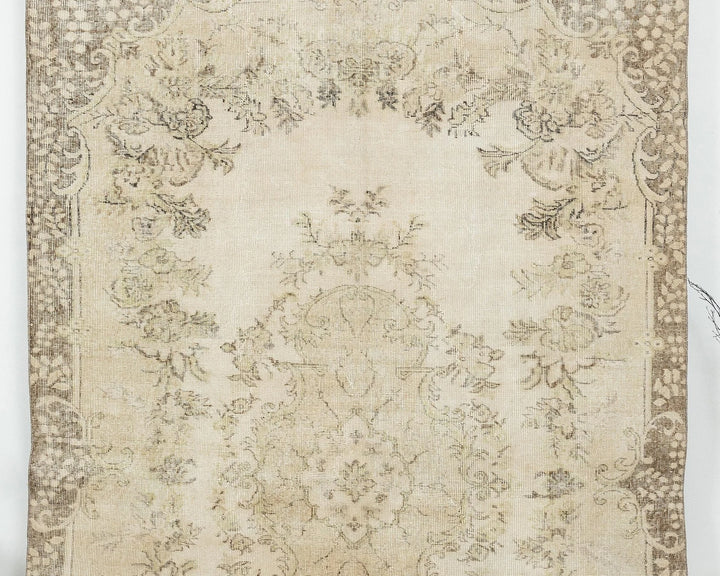 Beige Turkish Oushak Rug 6'1" x 9'7" Hand-Knotted | No. VR31131