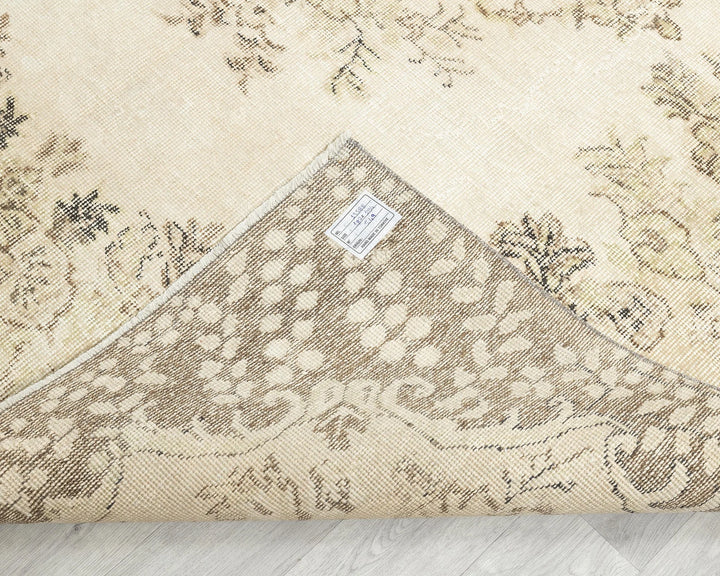 Beige Turkish Oushak Rug 6'1" x 9'7" Hand-Knotted | No. VR31131