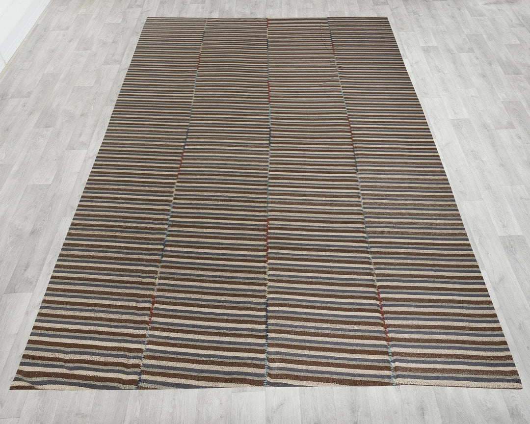 Brown Turkish Kilim Rug 9'10" x 13'1" Flat-Weave | No. VR31162