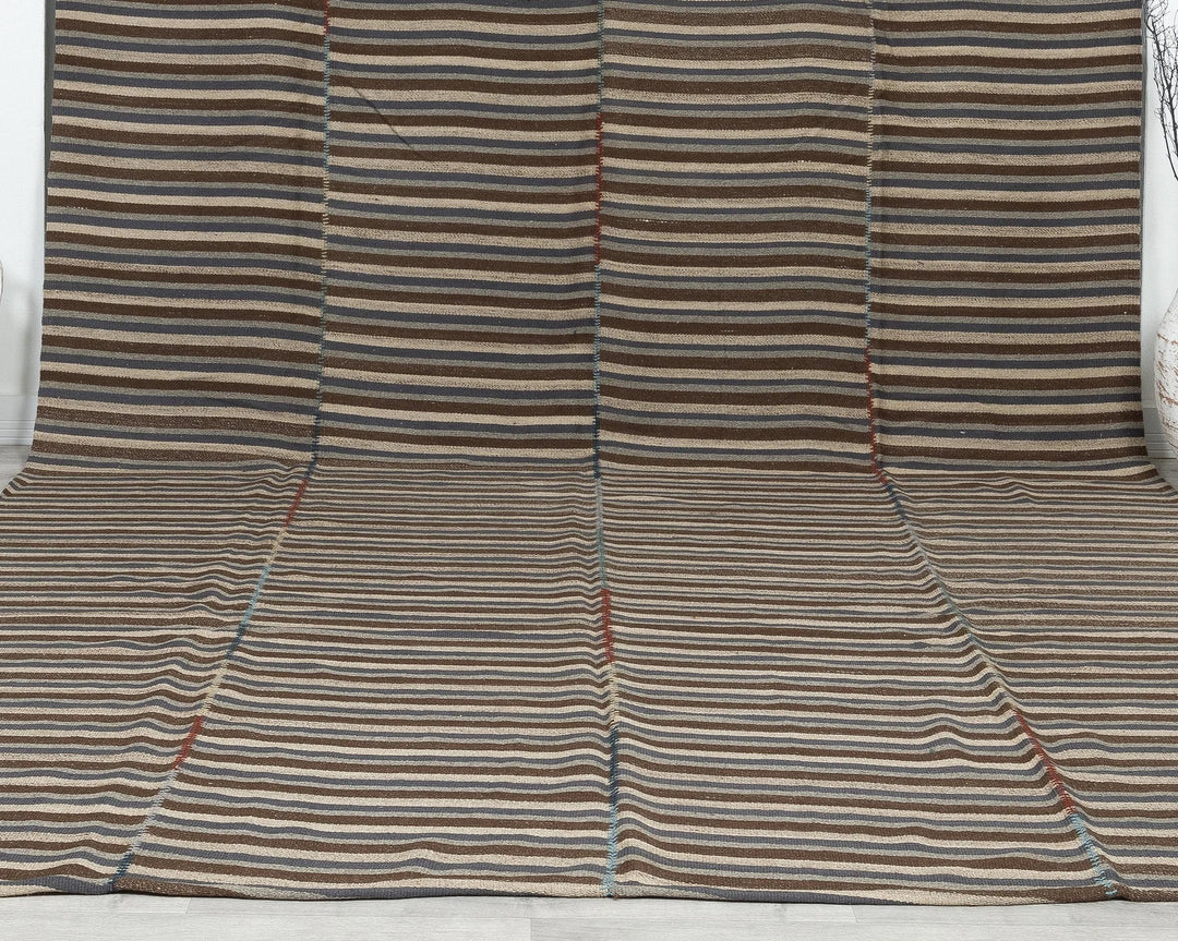 Brown Turkish Kilim Rug 9'10" x 13'1" Flat-Weave | No. VR31162
