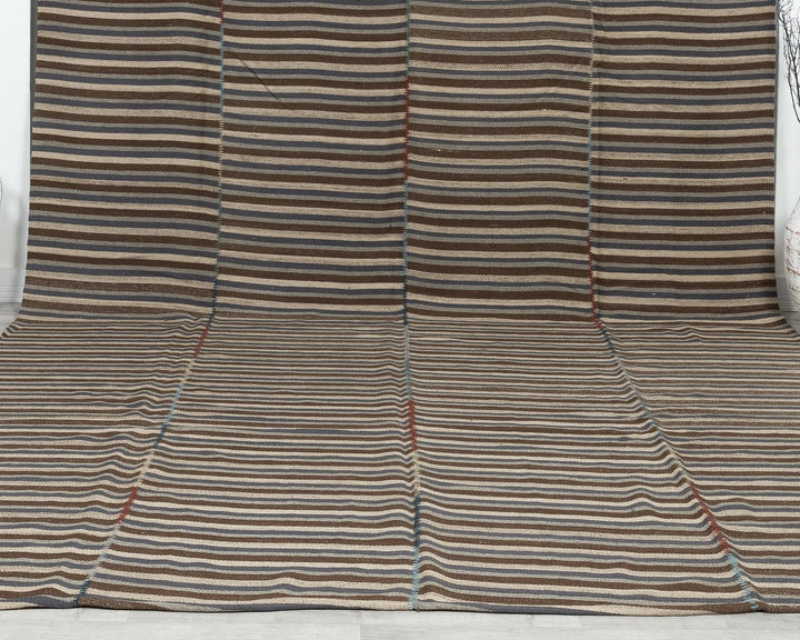 Brown Turkish Kilim Rug 9'10" x 13'1" Flat-Weave | No. VR31162