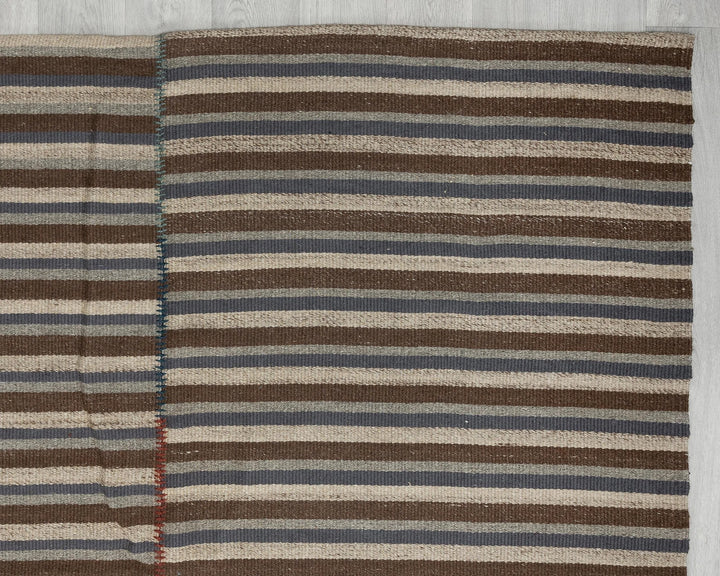 Brown Turkish Kilim Rug 9'10" x 13'1" Flat-Weave | No. VR31162