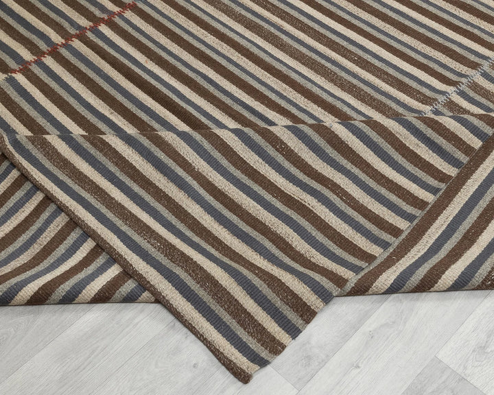 Brown Turkish Kilim Rug 9'10" x 13'1" Flat-Weave | No. VR31162