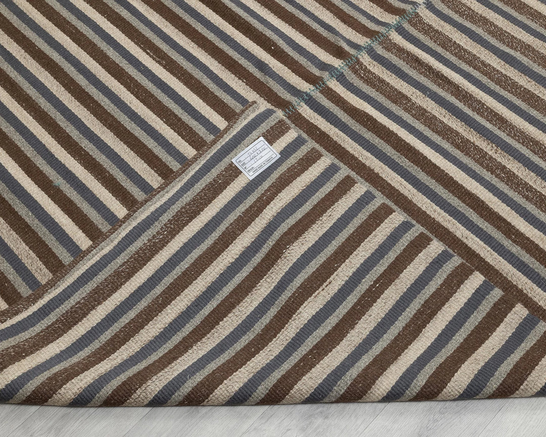 Brown Turkish Kilim Rug 9'10" x 13'1" Flat-Weave | No. VR31162