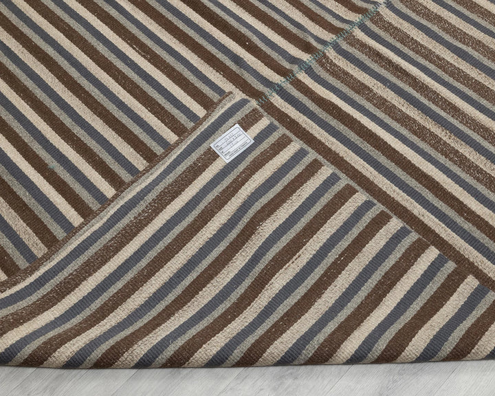 Brown Turkish Kilim Rug 9'10" x 13'1" Flat-Weave | No. VR31162