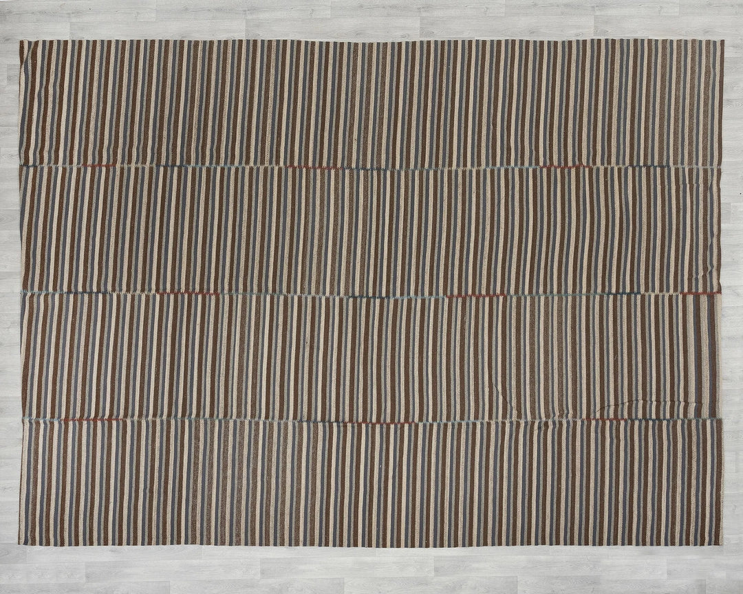 Brown Turkish Kilim Rug 9'10" x 13'1" Flat-Weave | No. VR31162
