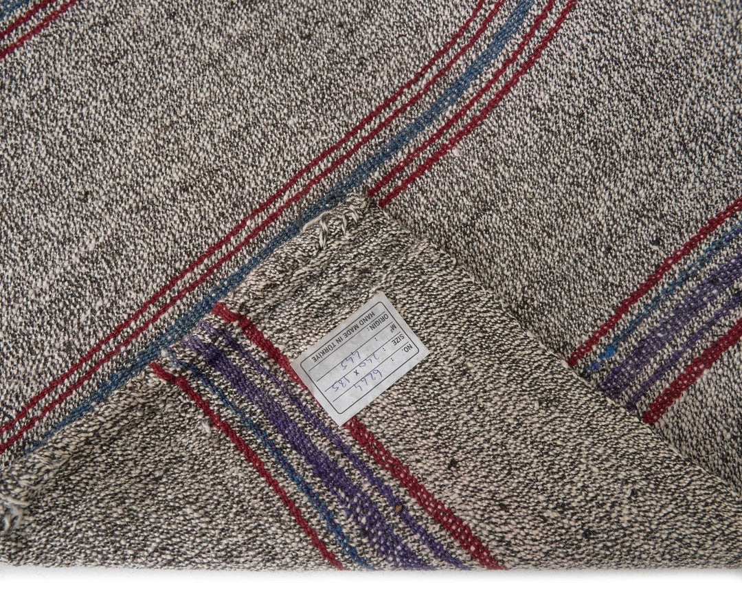 Gray Turkish Kilim Rug 6' 1" x 7' 10" Flat-Weave | No. VR31422