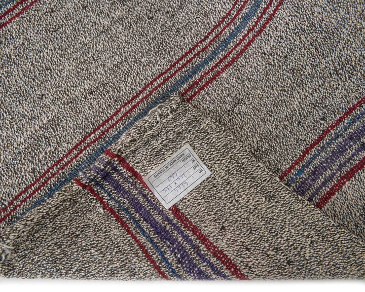 Gray Turkish Kilim Rug 6' 1" x 7' 10" Flat-Weave | No. VR31422