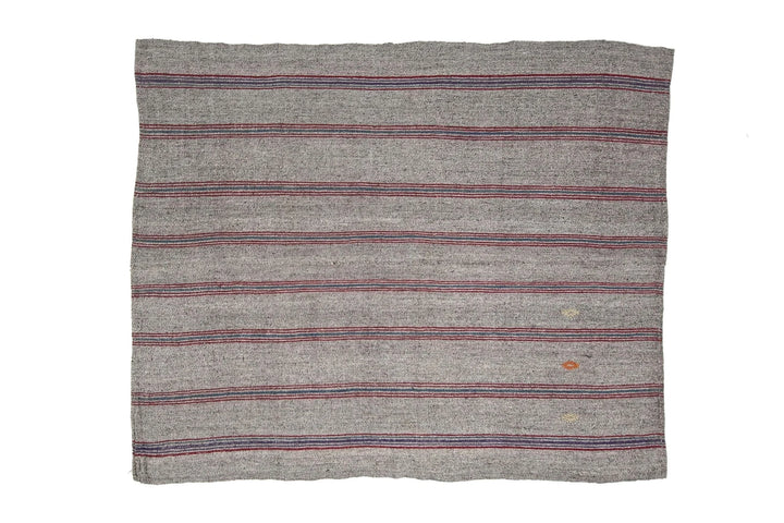 Gray Turkish Kilim Rug 6' 1" x 7' 10" Flat-Weave | No. VR31422