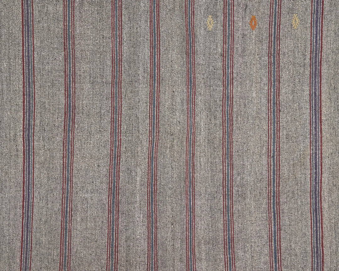 Gray Turkish Kilim Rug 6' 1" x 7' 10" Flat-Weave | No. VR31422