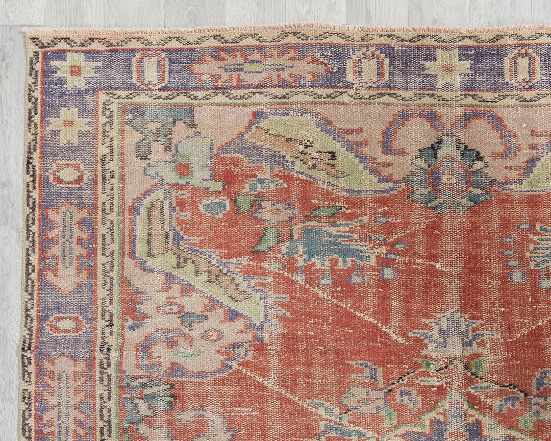 Multicolor Turkish Oushak Rug 5' 10" x 8' 11" Hand-Knotted | No. VR31448