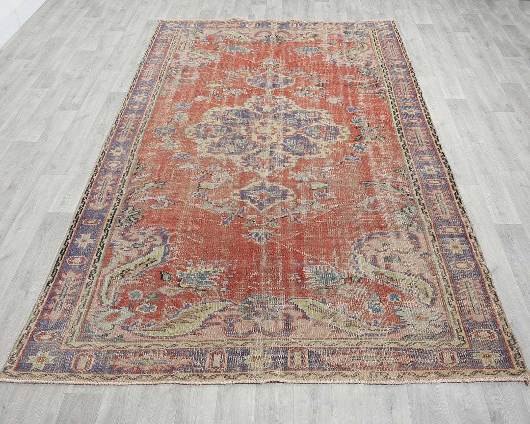 Multicolor Turkish Oushak Rug 5' 10" x 8' 11" Hand-Knotted | No. VR31448