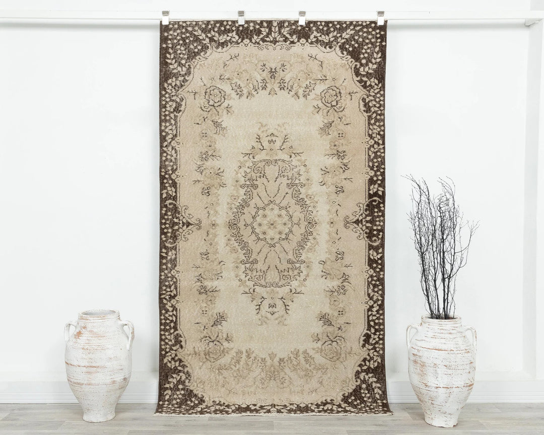Multicolor Turkish Vintage Rug 3' 11" x 7' 1" Hand-Knotted