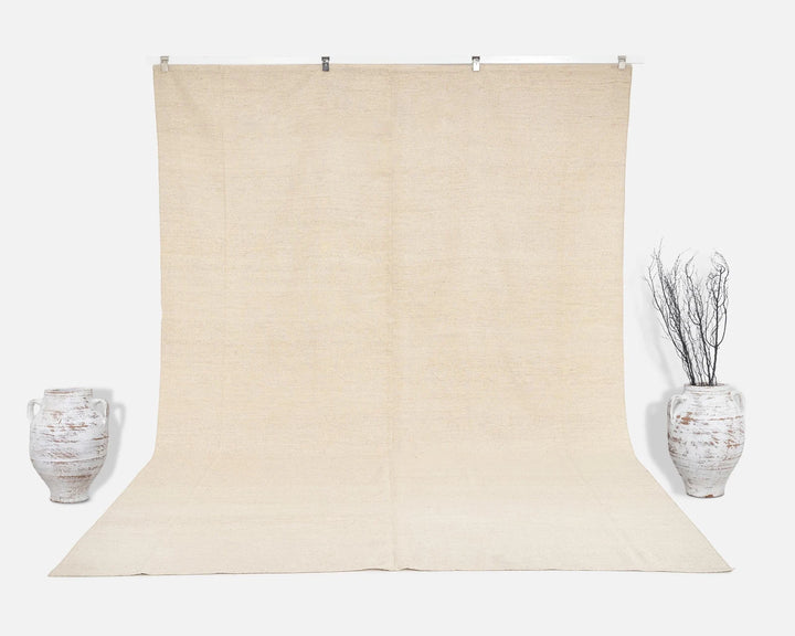 Beige Turkish Kilim Rug 7' 11" x 11' 4" Flat-Weave | No. VR31730