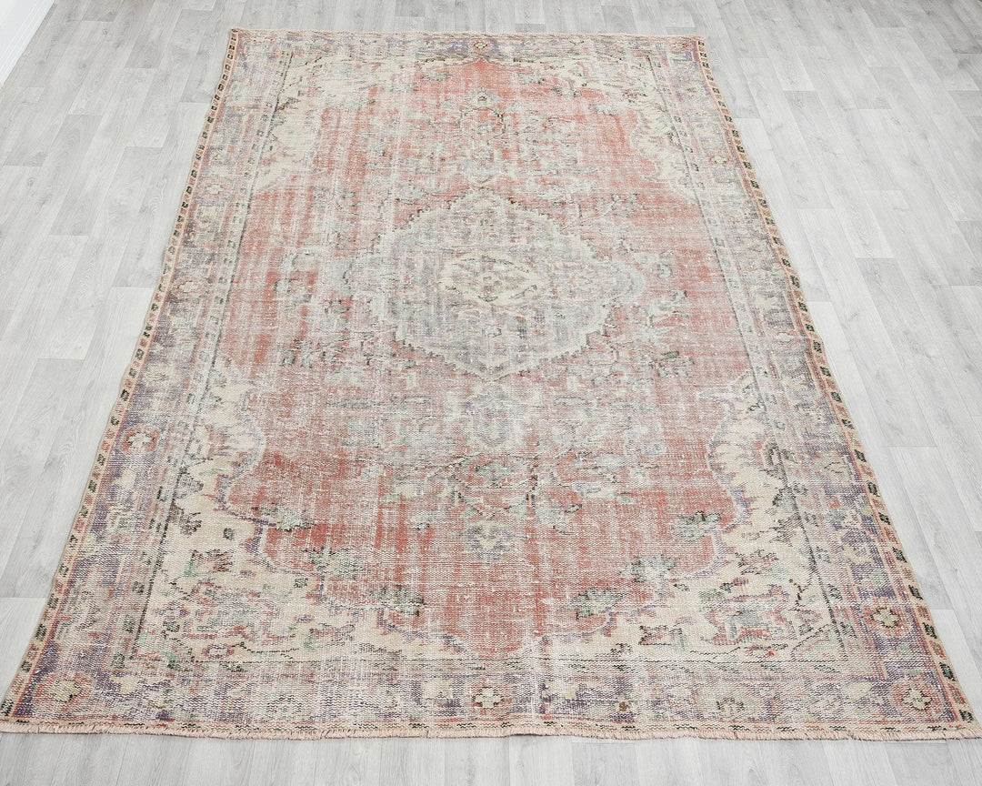 Multicolor Turkish Oushak Rug 6' 4" x 9' 6" Hand-Knotted | No. VR31782