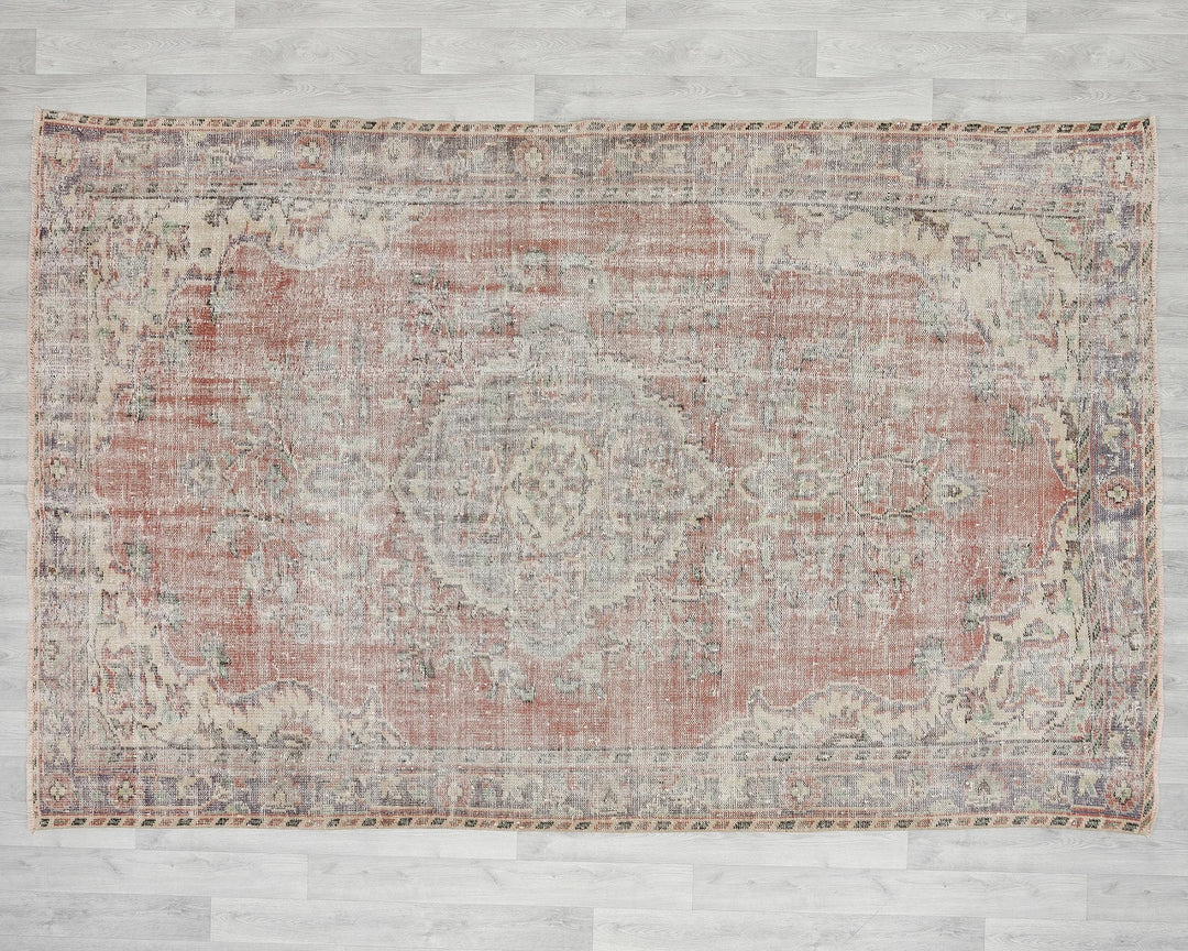 Multicolor Turkish Oushak Rug 6' 4" x 9' 6" Hand-Knotted | No. VR31782