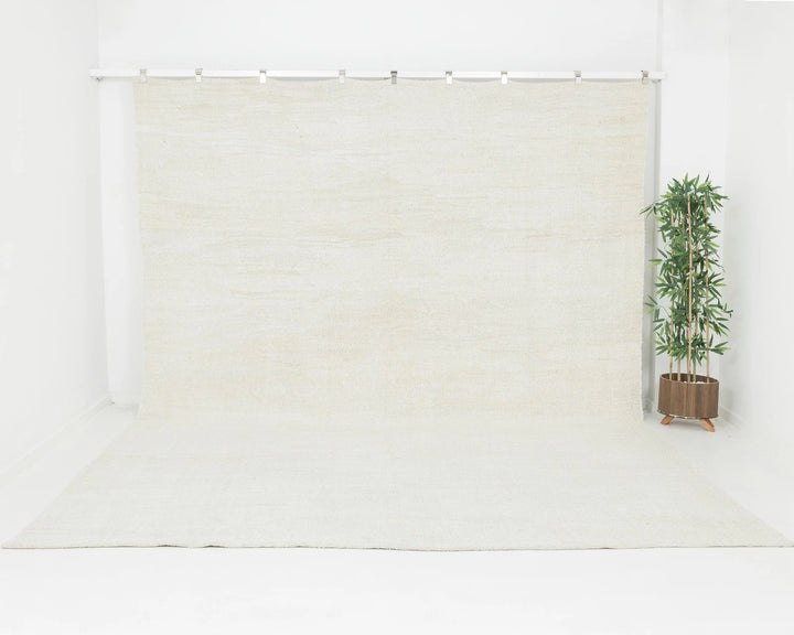 White Turkish Kilim Rug 10' 2" x 12' 6" Flat-Weave | No. VR32125