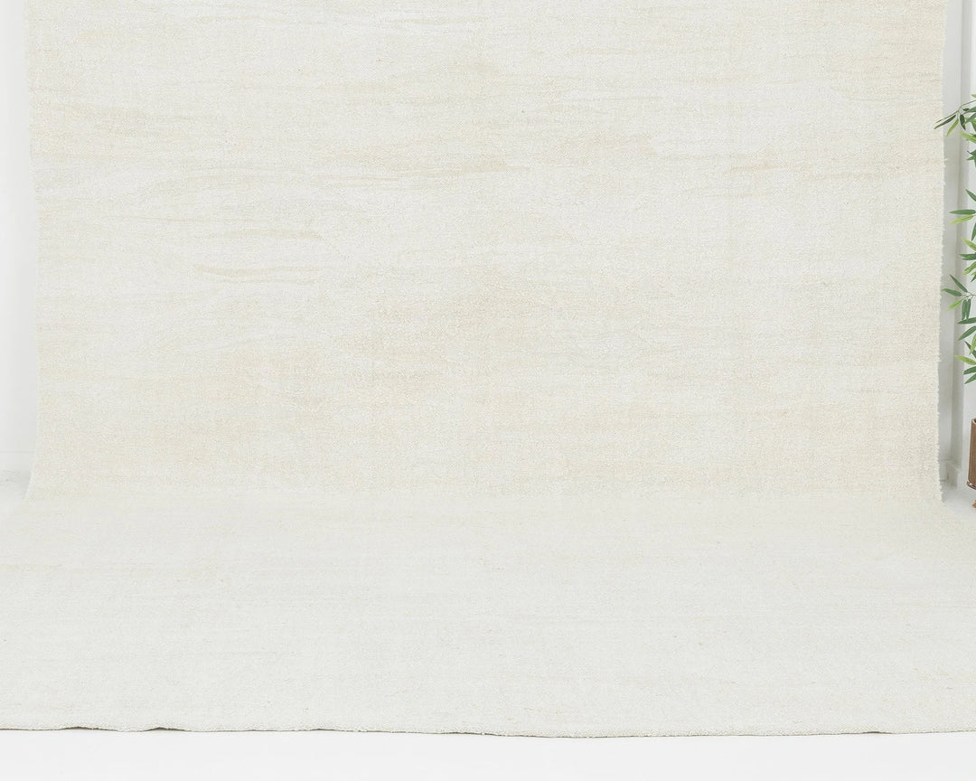 White Turkish Kilim Rug 10' 2" x 12' 6" Flat-Weave | No. VR32125