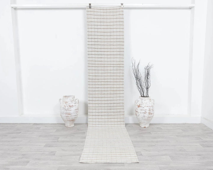 White Turkish Kilim Rug 2' x 11' 2" Flat-Weave | No. VR32156