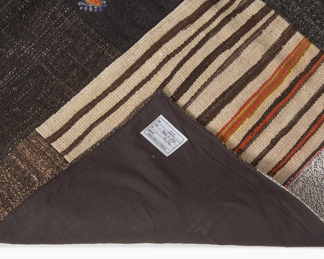 Brown Turkish Kilim Rug 9' 6" x 13' 1" Flat-Weave | No. VR32311