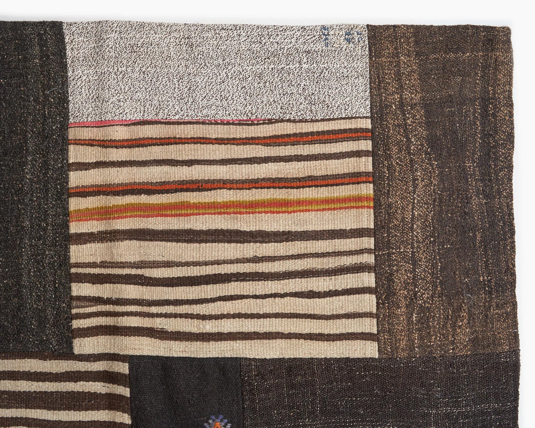 Brown Turkish Kilim Rug 9' 6" x 13' 1" Flat-Weave | No. VR32311