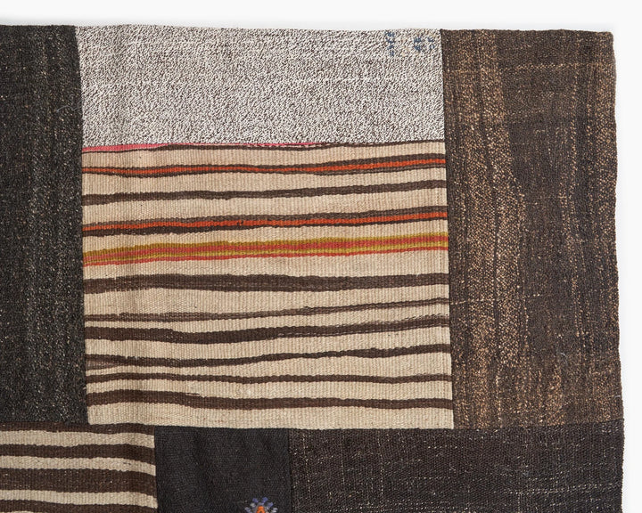 Brown Turkish Kilim Rug 9' 6" x 13' 1" Flat-Weave | No. VR32311