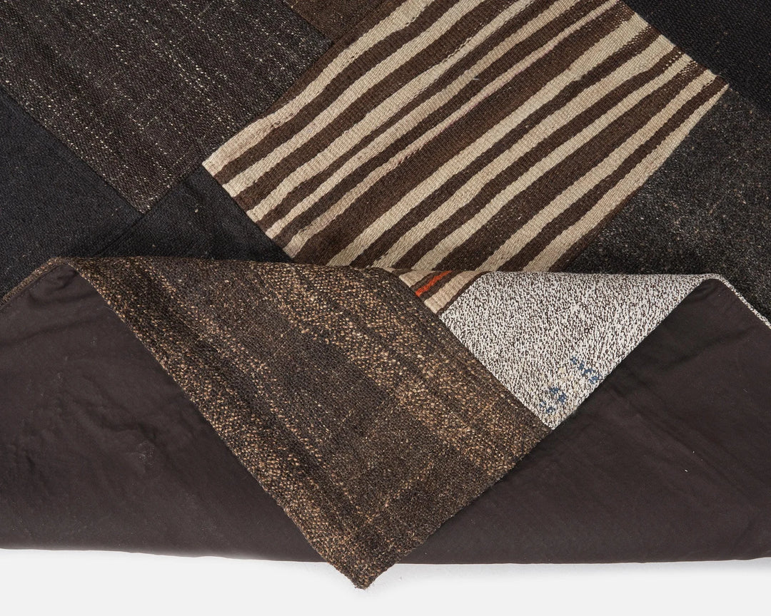 Brown Turkish Kilim Rug 9' 6" x 13' 1" Flat-Weave | No. VR32311