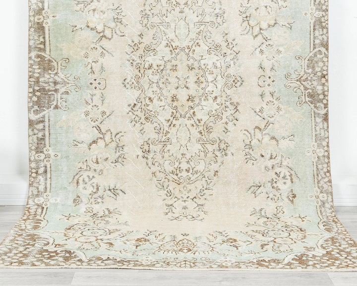 Beige Turkish Oushak Rug 5' 2" x 9' 2" Hand-Knotted | No. VR32459