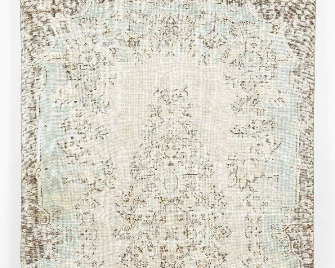 Beige Turkish Oushak Rug 5' 2" x 9' 2" Hand-Knotted | No. VR32459
